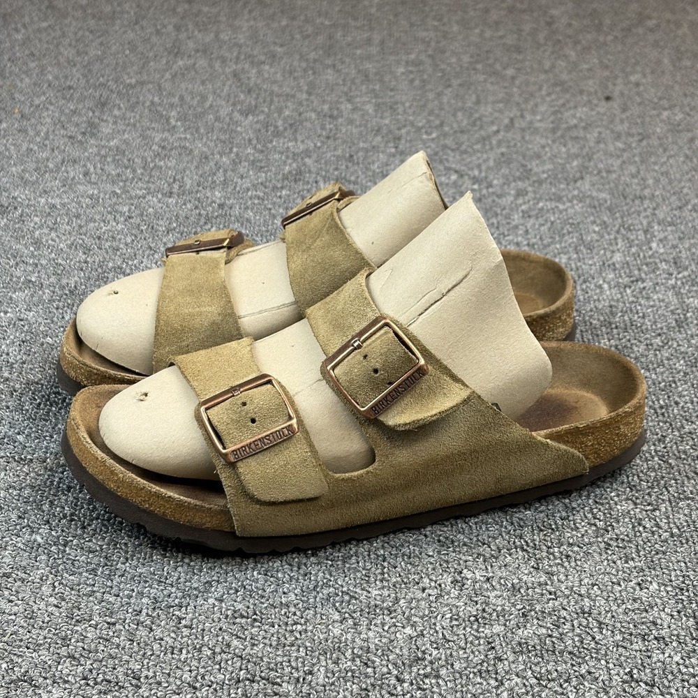 Birkenstock Arizona Soft Footbed Sandals Taupe Suede Leather Women's US 8-8.5